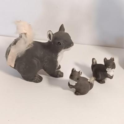 Vintage collectible figures - squirrel family, brass horse, Native woman and more