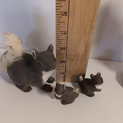 Vintage collectible figures - squirrel family, brass horse, Native woman and more