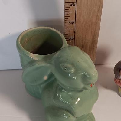 Vintage planters and vintage mouse salt & pepper shakers Norcrest Rabbitt
