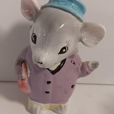 Vintage planters and vintage mouse salt & pepper shakers Norcrest Rabbitt