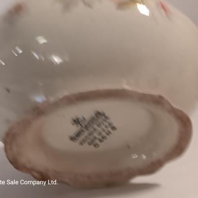 Vintage Homer Laughlin China dish made into planter and souvenir salt & pepper shakers.