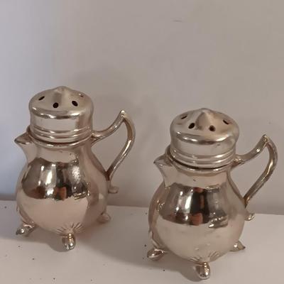 Vintage Homer Laughlin China dish made into planter and souvenir salt & pepper shakers.