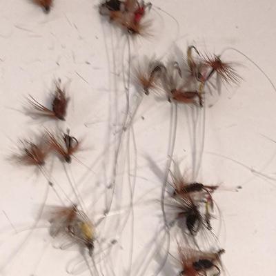 Vintage Fishing flies Fly fishing tackle with fly line cleaner tin
