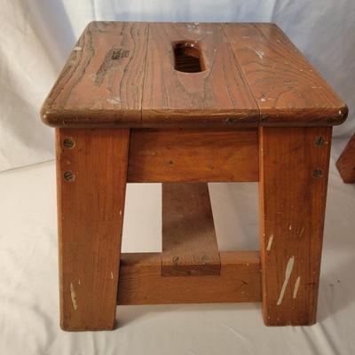 Pair of Oak Bell System Footstools (LR-DW)