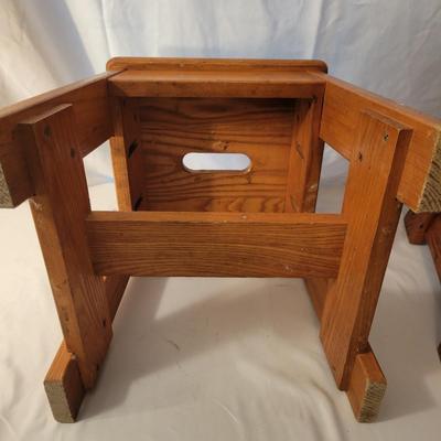 Pair of Oak Bell System Footstools (LR-DW)