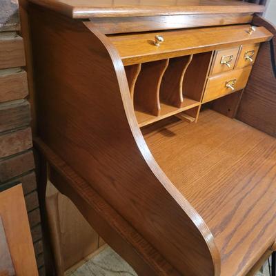 Oak Roll Top Desk (LR-DW)