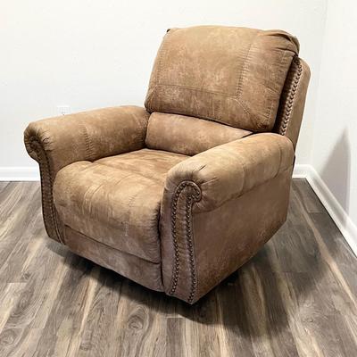 ASHLEY FURNITURE ~ Microfiber Rocking Recliner ~ With Stitching Design And Nailhead Trim