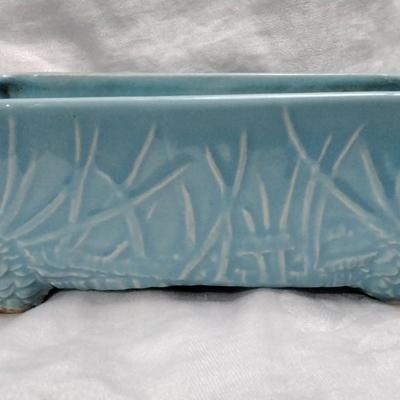 McCoy Rustic Line Blue 1945 Vintage Art Pottery Pine Cone Window Box Planter 506