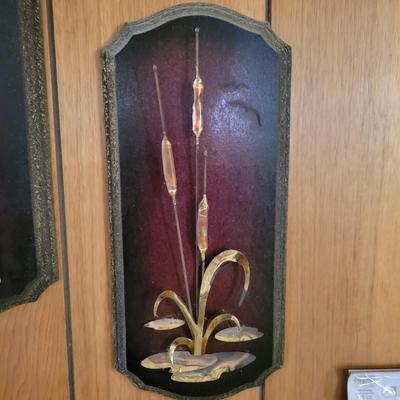 Vintage Copper and Wood Wall Plaques (LR-DW)