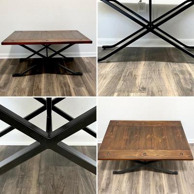 ASHLEY FURNITURE ~ Three (3) Piece Wooden And Black Metal Occasional Table Set