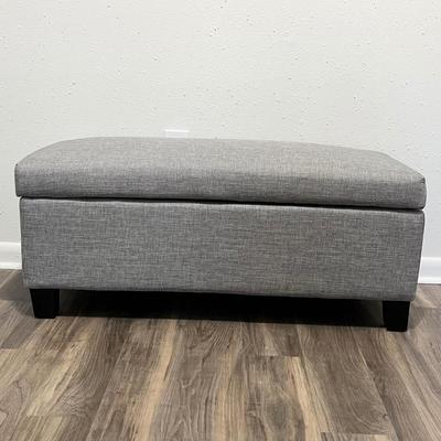 Grey Tweed Style Upholstered 42â€ Wide Storage Ottoman / Bench