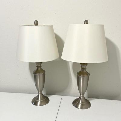 Pair (2) ~ Stainless Steel Table Lamps