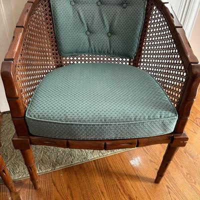 Pair French Regency Faux Bamboo Chairs