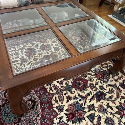 Vintage Ming Style Glass Top Coffee Table