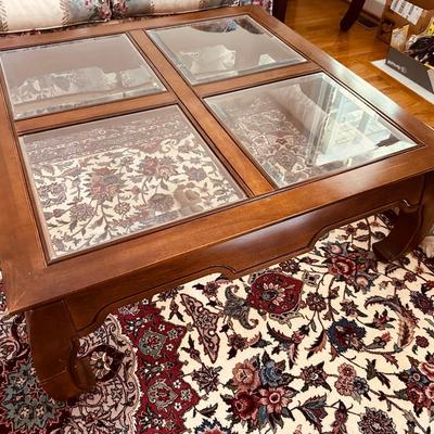 Vintage Ming Style Glass Top Coffee Table