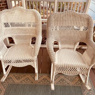 Pair Faux Wicker Porch Rockers