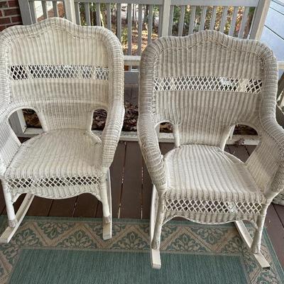 Pair Faux Wicker Porch Rockers