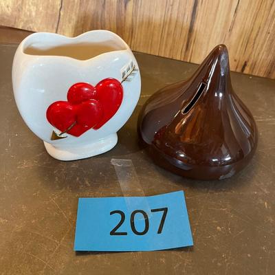 Hershey's Kiss bank & Valentine vase