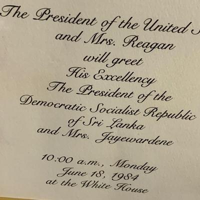Reagan / Sri Lanka Leaders Invitation Menu Place Cards +++
