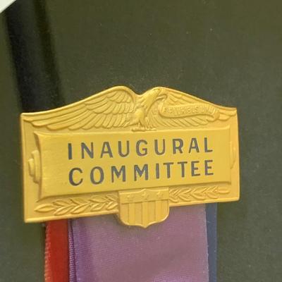 Reagan Inauguration Committee Ribbon Framed Mounted w/ Oak Piece of Inaugural Platform +++