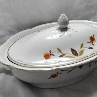 HALL CHINA - JEWEL TEA AUTUMN LEAF - COVERED VEGETABLE BOWL - 12"