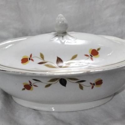 HALL CHINA - JEWEL TEA AUTUMN LEAF - COVERED VEGETABLE BOWL - 12"