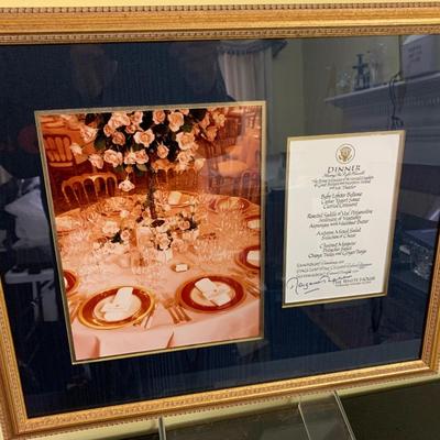 Margaret Thatcher Signed Matted Framed Photo & Dinner Menu