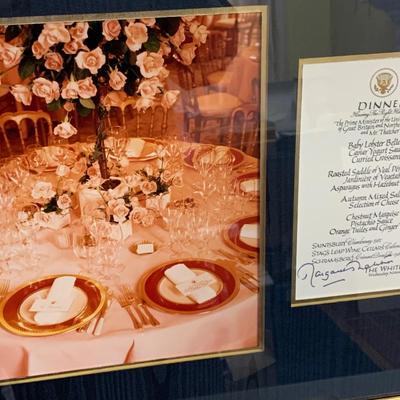 Margaret Thatcher Signed Matted Framed Photo & Dinner Menu