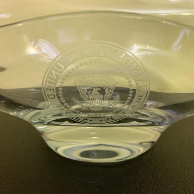 Heavy Crystal Bowl Etched Nancy Reagan White House