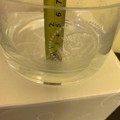 White House Glass Decorative Bowl Etched Snowflakes