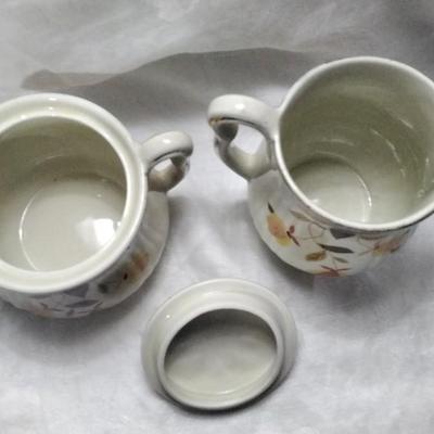 Vtg Hallâ€™s Superior Quality Kitchenware Autumn Leaf Sugar And Creamer