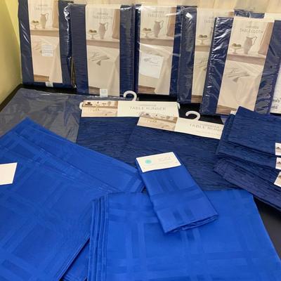 Like New Entertaining Lot - Blue Table Clothes, Placemats, Napkins