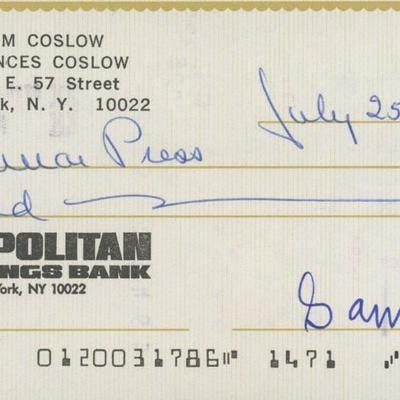 Sam Coslow signed check