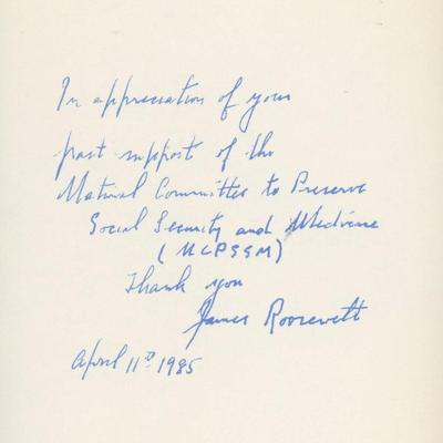 James Roosevelt II signed letter. GFA Authenticated