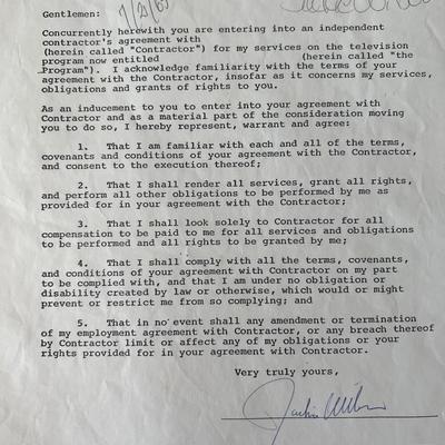 Jackie Wilson signed contract