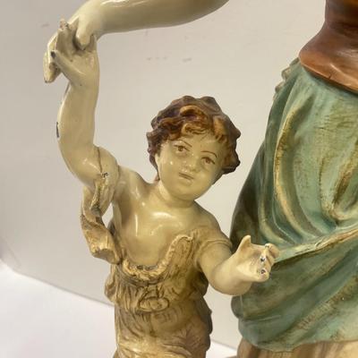 Vintage Spelter Lamp, Girl With A Basket by Moreau