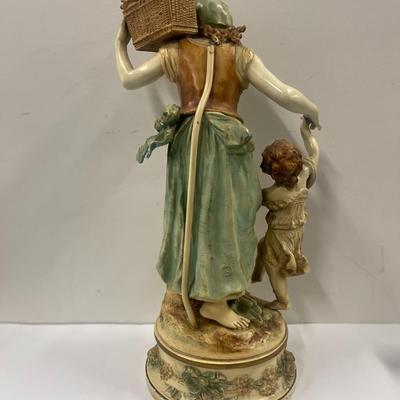 Vintage Spelter Lamp, Girl With A Basket by Moreau