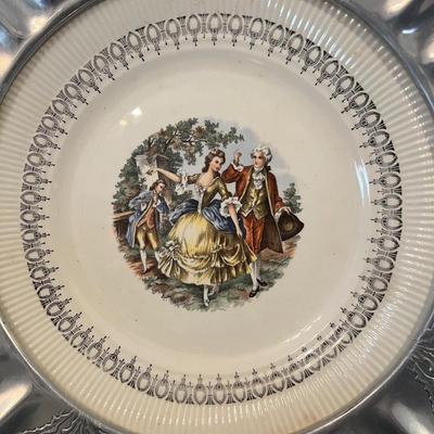 Wrought/Embossed Aluminum W/Limoges China Plate Inserts (B1-RG)