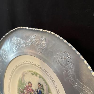 Wrought/Embossed Aluminum W/Limoges China Plate Inserts (B1-RG)