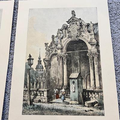 7 Antique Vintage Prints of Samuel Prout Artwork