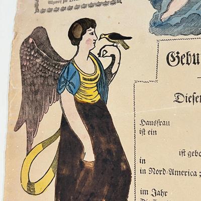 Antique Blank Fraktur Birth and Baptismal Certificate - Johann Ritter & Co Reading, PA