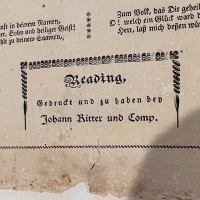 Antique Blank Fraktur Birth and Baptismal Certificate - Johann Ritter & Co Reading, PA