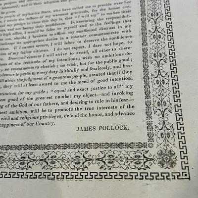 Antique Print Inaugural Address of Governor Pollock of PA - 19"x24"