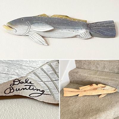 DALE BUNTING ~ Pair (2) Hanging Solid Wood Fish Carvings