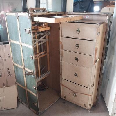 Antique travel wardrobe trunk by Henry Likly & Co. Rochester New York