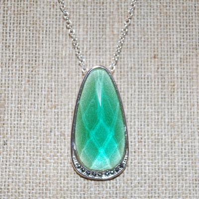 Green Synthetic Emerald-Style Stone 1 1/2