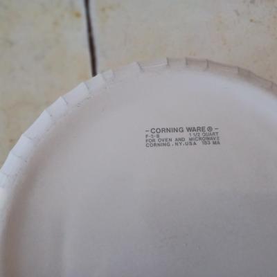 french white corningware casserole dish