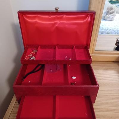 Red Jewelry Box Multi-tier Velvet