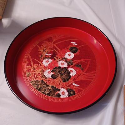 Vintage Japanese Red Lacquer Serving Dish