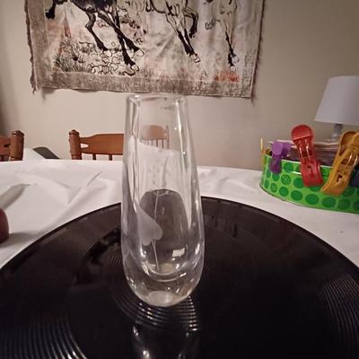 glass etched single bud vase